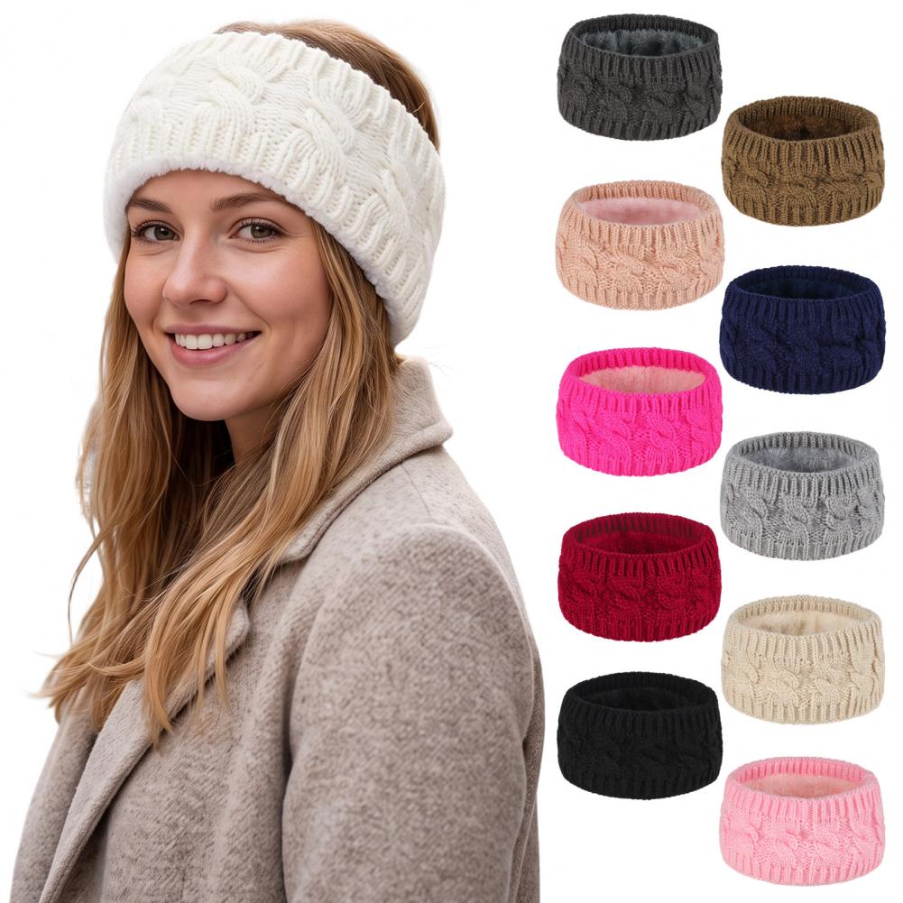 Fleece Ear Warmer Band - ที่ปิดหูสำหรับผู้หญิง ช่วยให้หูอบอุ่นในฤดูหนาว ที่ปิดหูแบบนุ่มสบายสำหรับผู้หญิง ที่คาดผมถักสำหรับผู้หญิง ที่คาดผมบุผ้าฟลีซให้ความอบอุ่น ที่คาดผมขนปุย