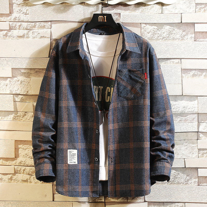 Flannel Shirt Lined - เสื้อเชิ้ตผู้ชายลายสก็อตสำหรับฤดูร้อนปี 2027 พร้อมกระเป๋าติดกระดุม แฟชั่นลำลอง ดูดีมีสไตล์ แขนยาว