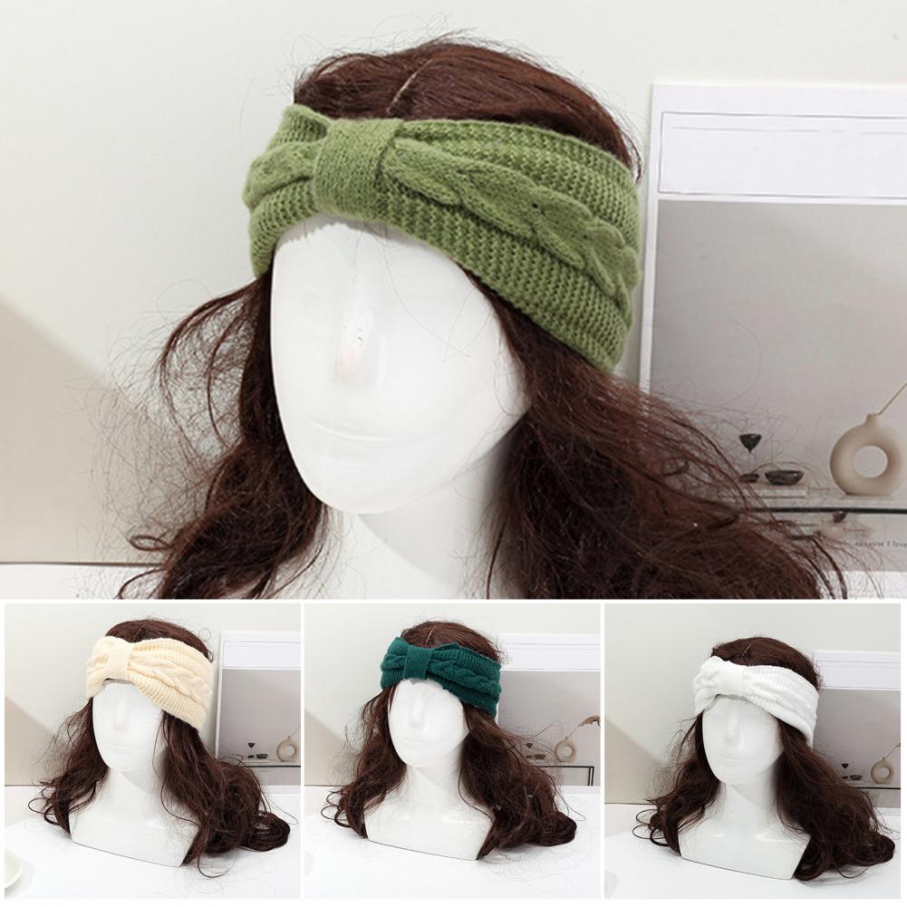 Fleece Ear Warmer Band - ฤดูหนาวขนแกะเรียงรายแถบคาดศีรษะสีทึบ Twist Texture แถบคาดศีรษะหนาผมอุ่นยืด COZY HEAD
