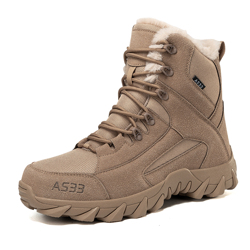 Waterproof Winter Boot - รองเท้าบูททหารแบบหุ้มข้อสูงสำหรับผู้ชาย, รองเท้าบูทหิมะแบบหุ้มข้อกันลื่นสำหรับกิจกรรมกลางแจ้ง, รองเท้าเดินป่า, รองเท้าฝึกซ้อมในฤดูหนาวสำหรับพื้นที่แห้งแล้ง