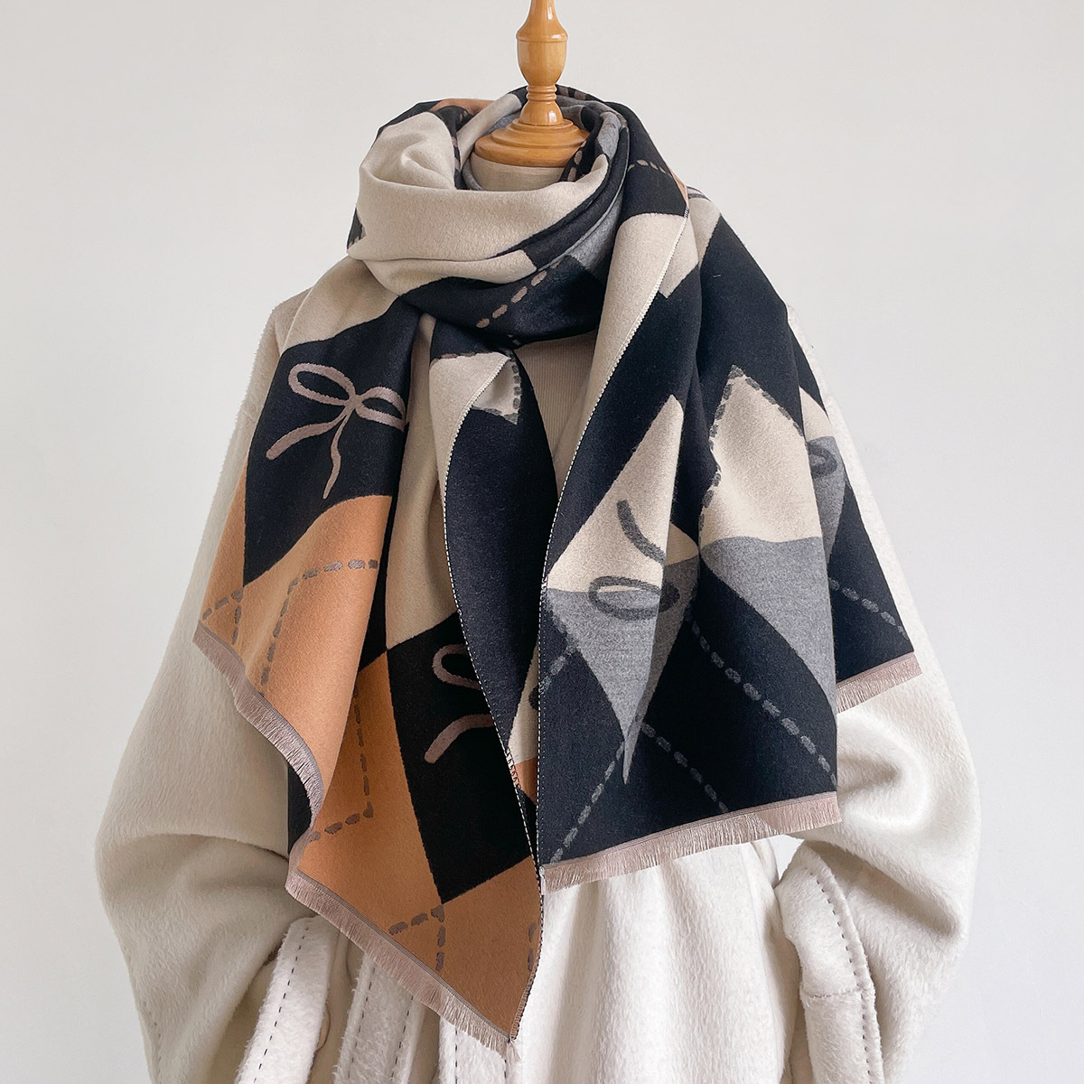 ผ้าพันคอแคชเมียร์เทียมสำหรับผู - Shawl Wrap Winter บทวิจารณ์และราคา