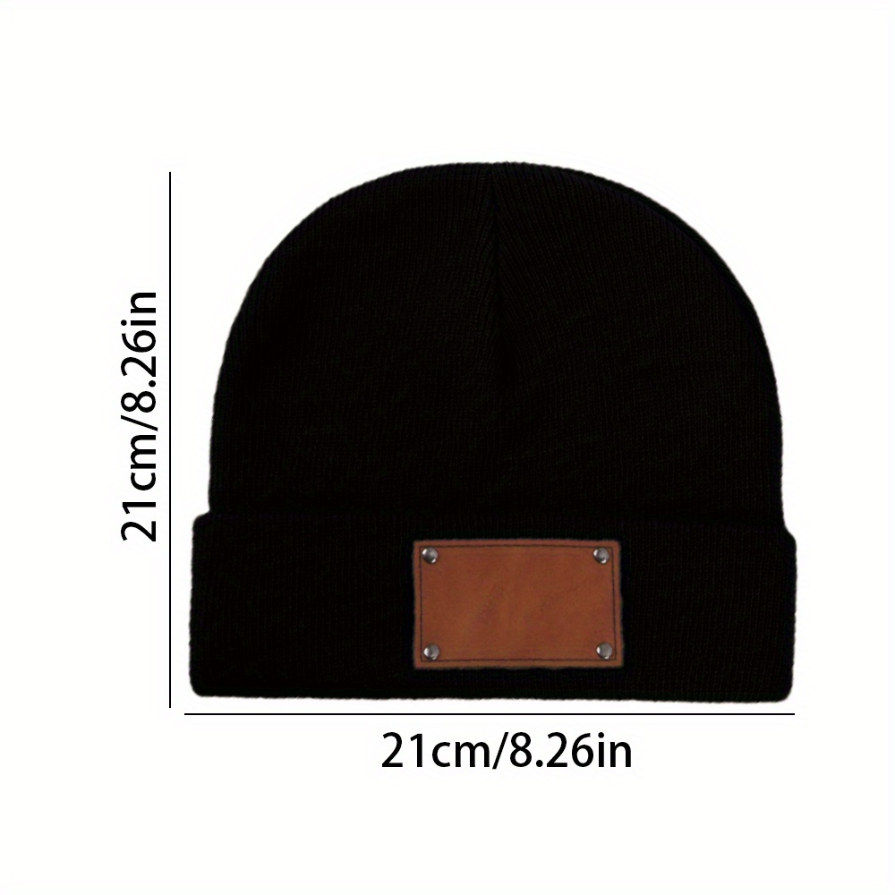 หมวกบีนนี่ถักลาย พร้อมป้ายหนัง - Knit Beanie Hat Warm บทวิจารณ์และราคา