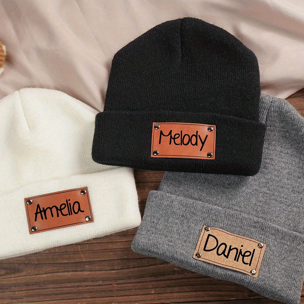 หมวกบีนนี่ถักลาย พร้อมป้ายหนัง - Knit Beanie Hat Warm บทวิจารณ์และราคา